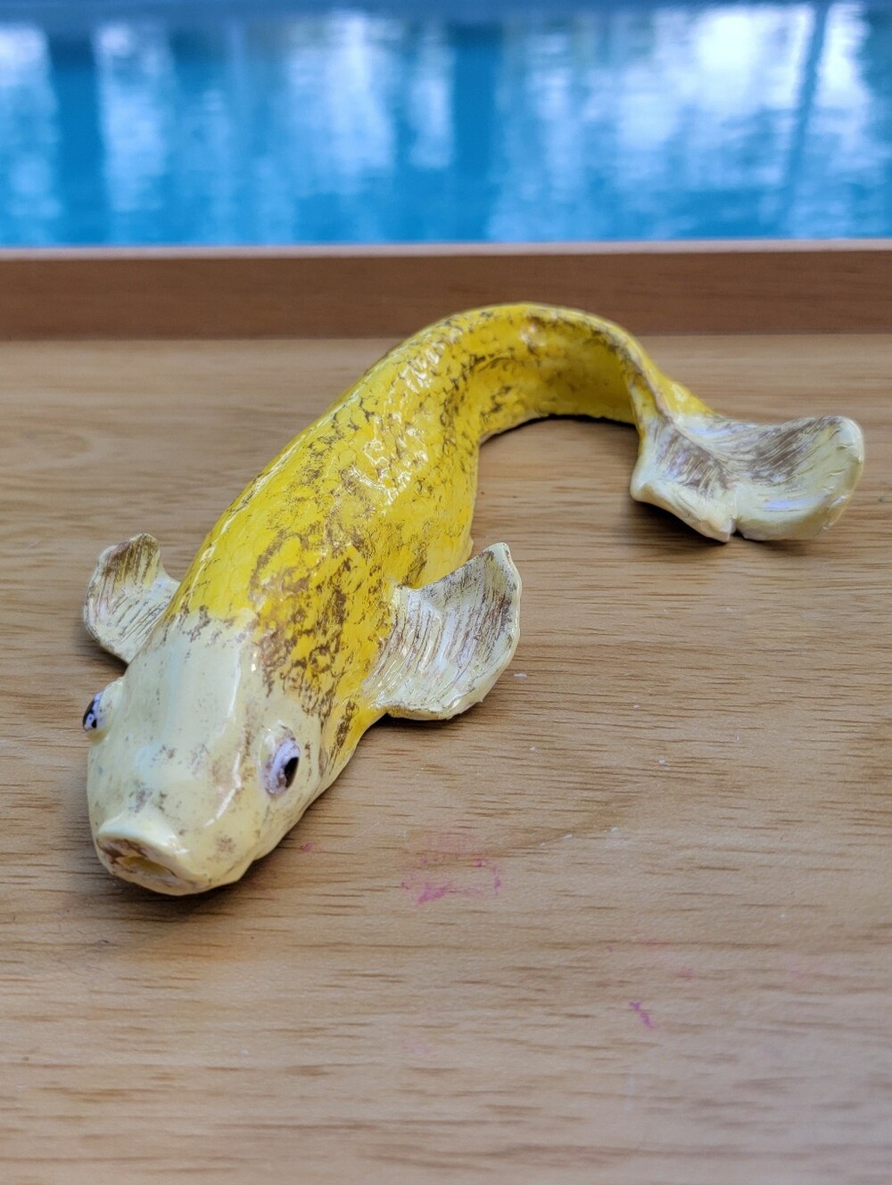 Handmade and Handpainted Decorative Ceramic Koi Fish Sculpture - Picture 2 of 2